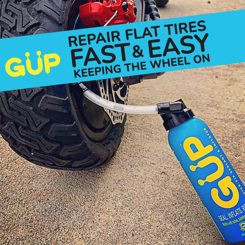 G U P GUP (جوب كويكي) سائل إصلاح الإطارات السريع ومضخة الهواء؛ للدراجات الجبلية، الطرق، السيكلوكروس، الحصى؛ لختم وإصلاح الإطارات المثقوبة أو المسطحة (محول خرطوم شرايدر/بريستا) - Image 3